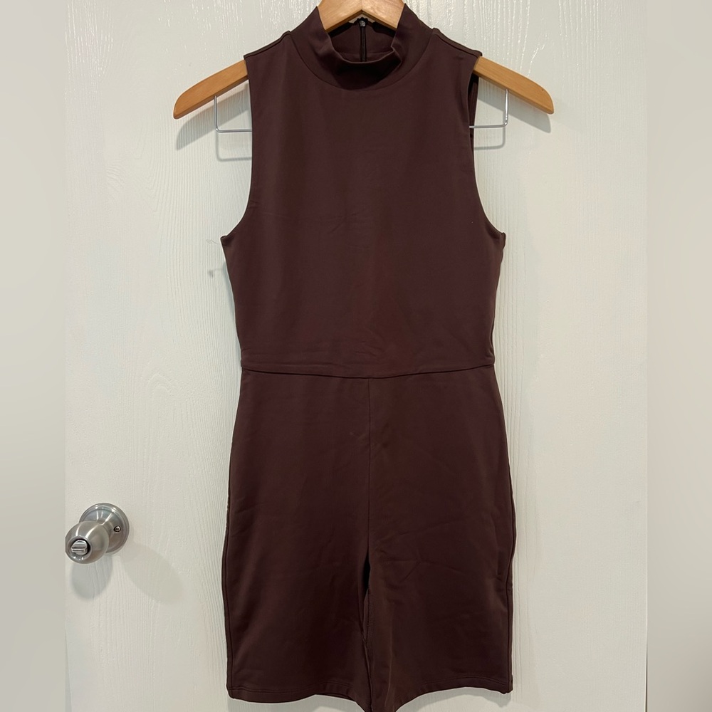 Babaton Chocolate Sleeveless Romper NWOT